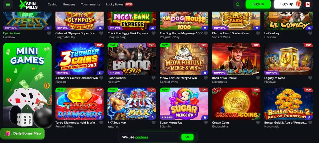 Spinmills terms section, wagering multiple shown beside the spin total